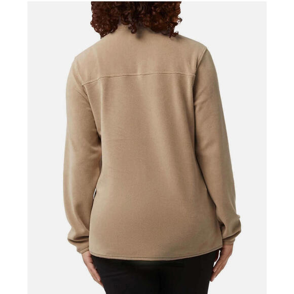 32 Degrees Heat Fleece Pullover Sweater Tan Olive Beige Snap Women's Size XL NWT - Picture 2 of 5